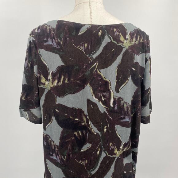 Aritizia Wilfred Teigan Mini Dress Leaf Print Short Sleeve Shift Green Gray S - Picture 6 of 9